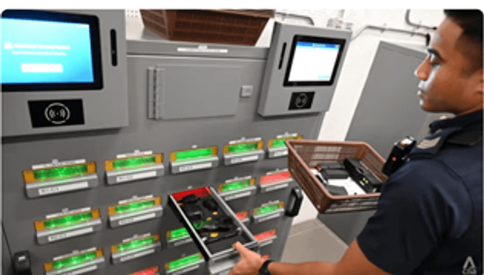 Automated armoury cabinet in use